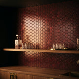 Selbstklebende Mosaikfliesen Metall | Hexagon Bordeaux | 28,8×29,2 cm | Küche, Bad & WC