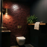 Selbstklebende Mosaikfliesen Metall | Hexagon Bordeaux | 28,8×29,2 cm | Küche, Bad & WC