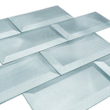 Selbstklebende Mosaikfliesen Metall | Metro 3D Blau | 30,5×30,5 cm | Küche, Bad & WC