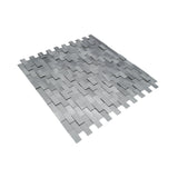 Selbstklebende Mosaikfliesen Metall | Riemchen 3D Silber | 30×29,8 cm | Küche, Bad & WC