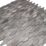 Selbstklebende Mosaikfliesen Metall | Picket 3D Grau | 31×30 cm | Küche, Bad & WC
