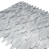 Selbstklebende Mosaikpaneele | Picket 3D Silber | 31×30 cm | Metall