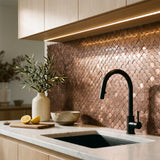 Selbstklebende Mosaikfliesen Metall | Fischschuppe 3D Dunkelkupfer | 28,8×29,8 cm | Küche, Bad & WC