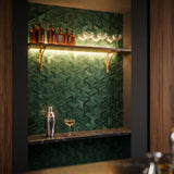 Selbstklebende Mosaikfliesen Metall | Trifold 3D Dunkelgrün | 30,3×28 cm | Küche, Bad & WC
