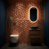Selbstklebende Mosaikfliesen Metall | Trifold 3D Kupfer | 30,3×28 cm | Küche, Bad & WC