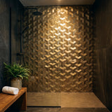 Selbstklebende Mosaikfliesen Metall | Trifold 3D Gold | 30,3×28 cm | Küche, Bad & WC