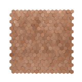 Selbstklebende Mosaikfliesen Metall | Mini Hexagon 3D Kupfer | 29,8×30,7 cm | Küche, Bad & WC