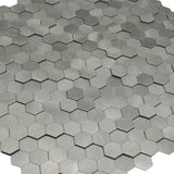Selbstklebende Mosaikfliesen Metall | Mini Hexagon 3D Silber | 29,8×30,7 cm | Küche, Bad & WC