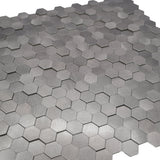Selbstklebende Mosaikpaneele | Mini Hexagon 3D Anthrazit | 29,8×30,7 cm | Metall