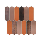 Selbstklebende Mosaikpaneele | Picket Braun | 28,2×27,3 cm | Metall