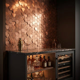 Selbstklebende Mosaikfliesen Metall | Dreipass 3D Kupfer | 30,5×29,6 cm | Küche, Bad & WC
