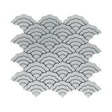 Selbstklebende Mosaikfliesen Metall | Fächer Silber | 26,8×28,1 cm | Küche, Bad & WC