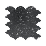 Selbstklebende Mosaikfliesen Metall | Fächer Schwarz | 26,8×28,1 cm | Küche, Bad & WC