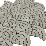 Selbstklebende Mosaikpaneele | Fächer Grau | 26,8×28,1 cm | Metall