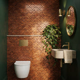 Selbstklebende Mosaikfliesen Metall | Fächer Kupfer | 26,8×28,1 cm | Küche, Bad & WC