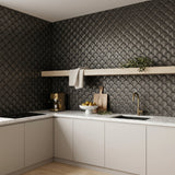 Selbstklebende Mosaikfliesen Metall | Fächer Anthrazit | 26,8×28,1 cm | Küche, Bad & WC