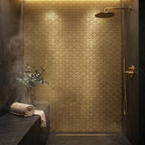 Selbstklebende Mosaikfliesen Metall | Fächer Gold | 26,8×28,1 cm | Küche, Bad & WC