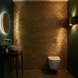 Selbstklebende Mosaikfliesen Metall | Fächer Gold | 26,8×28,1 cm | Küche, Bad & WC
