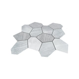 Selbstklebende Mosaikfliesen Metall | Polygon Silber | 30×26,2 cm | Küche, Bad & WC