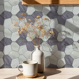 Selbstklebende Mosaikfliesen Metall | Polygon Grau | 30×26,2 cm | Küche, Bad & WC
