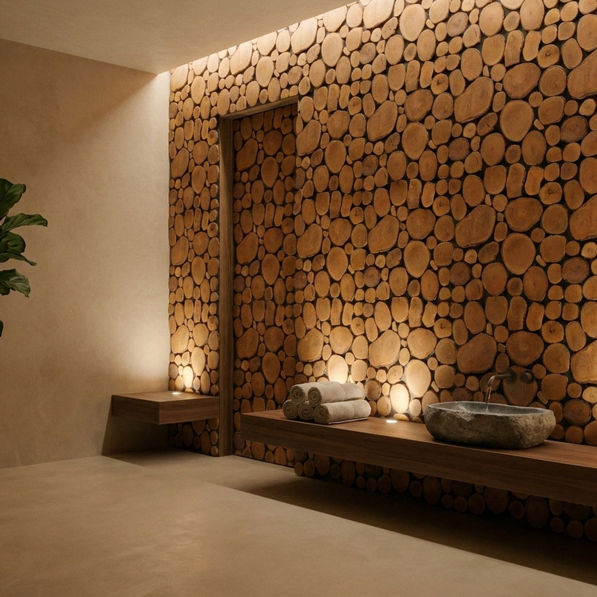 Holz Wandverkleidung Lychee Mosaik-Look 3D | 30×30 cm