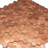 Selbstklebende Mosaikfliesen Metall | Mini Hexagon 3D Kupfer | 29,8×30,7 cm | Küche, Bad & WC