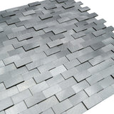 Selbstklebende Mosaikfliesen Metall | Riemchen 3D Silber | 30×29,8 cm | Küche, Bad & WC