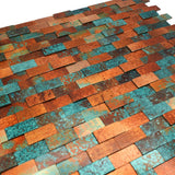 Selbstklebende Mosaikfliesen Metall | Riemchen 3D Patina Kupfer | 30×29,8 cm | Küche, Bad & WC