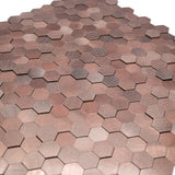 Selbstklebende Mosaikfliesen Metall | Mini Hexagon 3D Dunkelkupfer | 29,8×30,7 cm | Küche, Bad & WC
