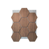 Hexagonpaneel Walnuss mit grauem Filz 81CM | Akustik | Wanddekoration | Sechseck-Form