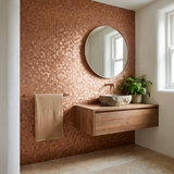 Selbstklebende Mosaikfliesen Metall | Mini Hexagon 3D Kupfer | 29,8×30,7 cm | Küche, Bad & WC