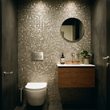 Selbstklebende Mosaikfliesen Metall | Mini Hexagon 3D Silber | 29,8×30,7 cm | Küche, Bad & WC