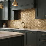 Selbstklebende Mosaikfliesen Metall | Riemchen 3D Gold | 30×29,8 cm | Küche, Bad & WC