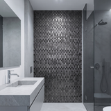 Selbstklebende Mosaikfliesen Metall | Riemchen 3D Graphit | 30×29,8 cm | Küche, Bad & WC
