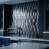 Selbstklebende Mosaikfliesen Metall | Picket Blau | 28,2×27,3 cm | Küche, Bad & WC