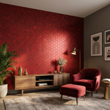 Selbstklebende Mosaikfliesen Metall | Hexagon Rot | 28,8×29,2 cm | Küche, Bad & WC