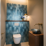 Selbstklebende Mosaikfliesen Metall | Bogen Blau | 28,8×29,8 cm | Küche, Bad & WC
