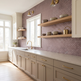 Selbstklebende Mosaikfliesen Metall | Fächer Mauve | 26,8×28,1 cm | Küche, Bad & WC