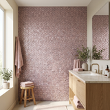 Selbstklebende Mosaikfliesen Metall | Pentagon 3D Rosa | 28,2×28,2 cm | Küche, Bad & WC