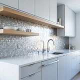 Selbstklebende Mosaikfliesen Metall | Pentagon 3D Silber | 28,2×28,2 cm | Küche, Bad & WC