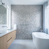 Selbstklebende Mosaikfliesen Metall | Pentagon 3D Silber | 28,2×28,2 cm | Küche, Bad & WC