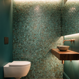 Selbstklebende Mosaikfliesen Metall | Pentagon 3D Patina Kupfer | 28,2×28,2 cm | Küche, Bad & WC