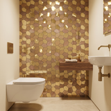 Selbstklebende Mosaikfliesen Metall | Polygon Gold | 30×26,2 cm | Küche, Bad & WC