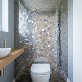 Selbstklebende Mosaikfliesen Metall | Polygon Grau | 30×26,2 cm | Küche, Bad & WC