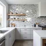 Selbstklebende Mosaikfliesen Metall | Polygon Silber | 30×26,2 cm | Küche, Bad & WC
