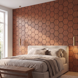 Hexagonpaneel Geräucherte Eiche im Schlafzimmer