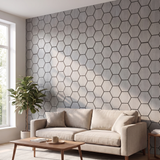 Hexagonpaneel Graue Walnuss im Wohnzimmer