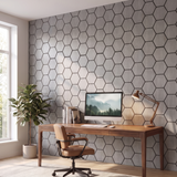 Hexagonpaneel Graue Walnuss im Homeoffice