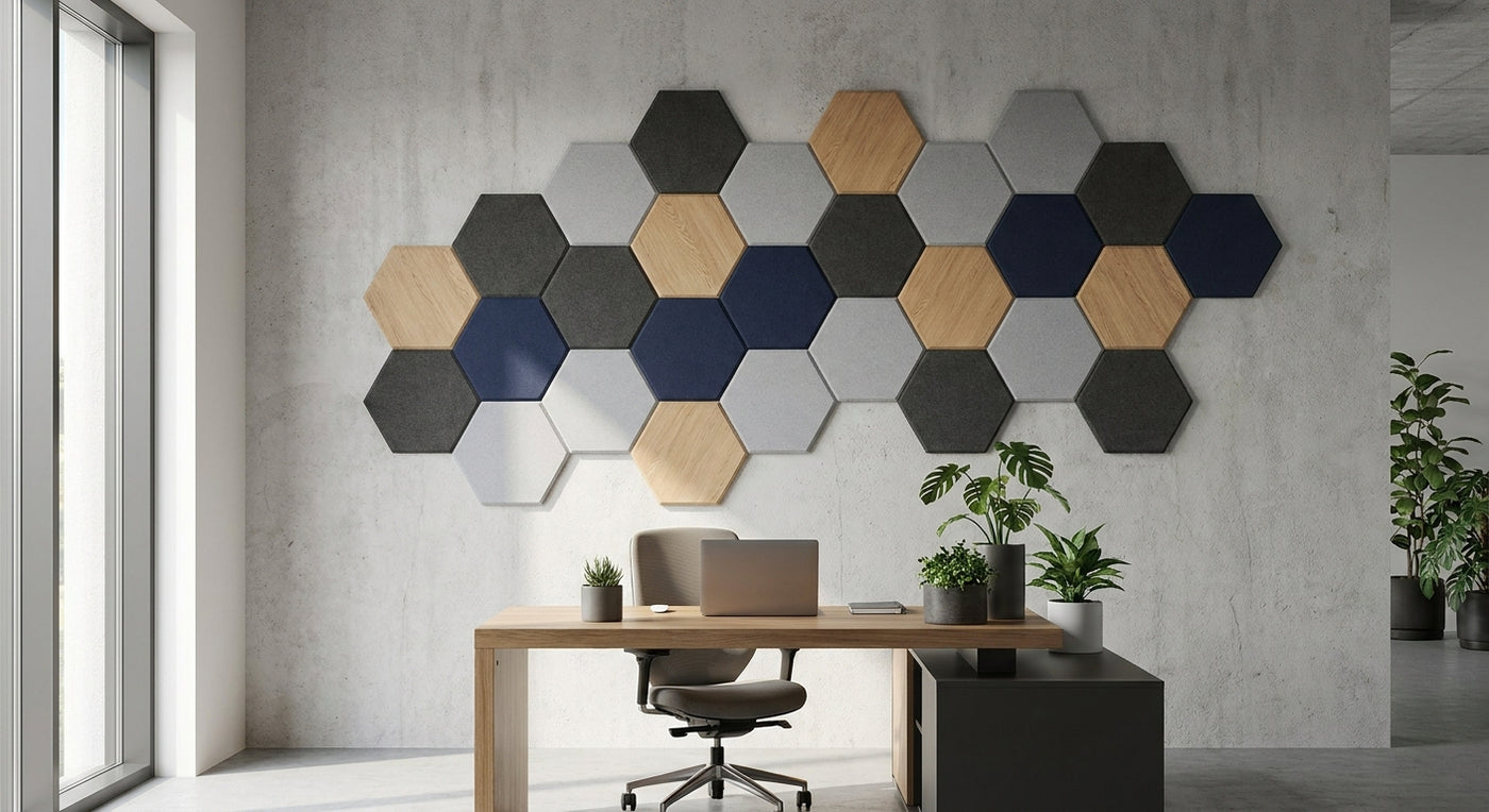 Hexagon-Akustikpaneele im Büro richtig platzieren
