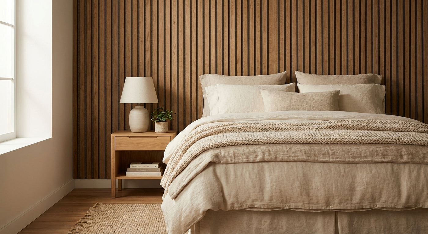 Akustikpaneele rustikale Eiche: Schlafzimmer gestalten